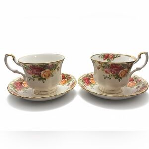 Royal Albert Old Country Roses English Bone China  | 2 Porcelain Teacup Sets